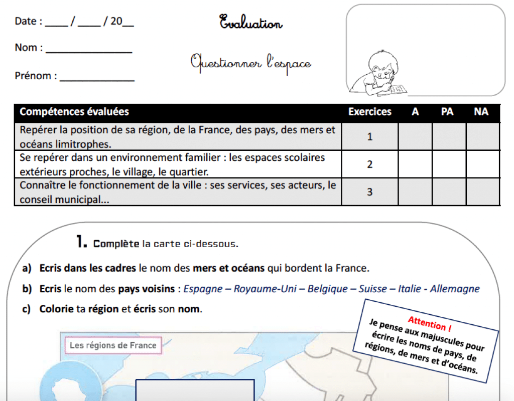 Evaluation CE2 QLM (espace) : l'espace proche et lointain - Découverte