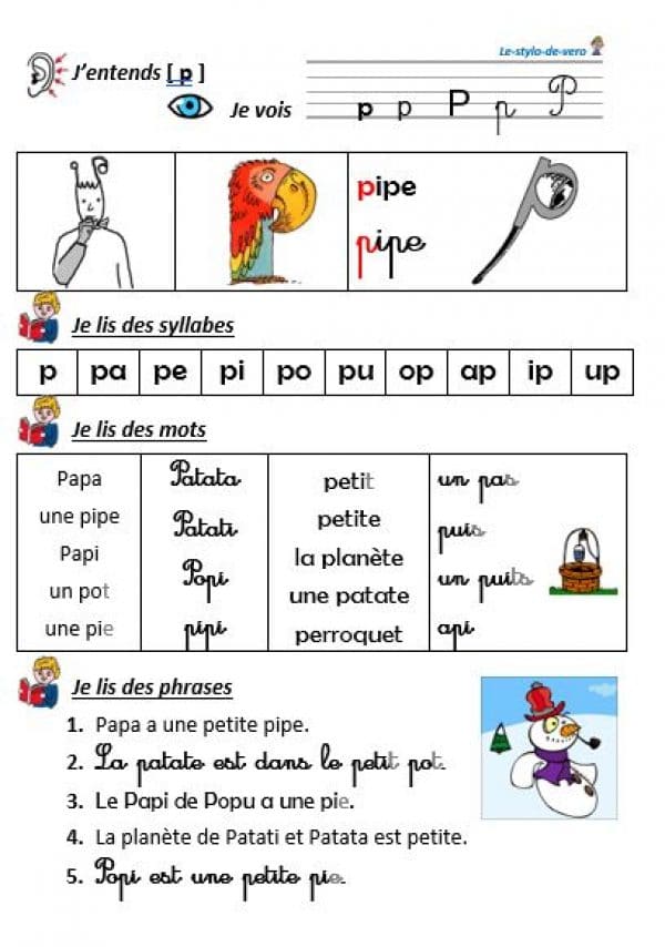 Fiches de lecture pour l'apprentissage des sons - Lecture CP - La Salle ...