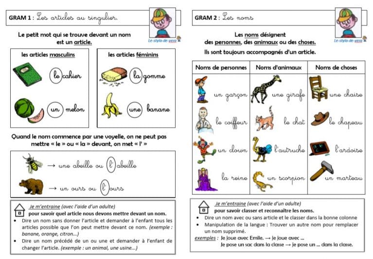 Leçons de grammaire pour CP - Etude de la Langue CP - La Salle des Maitres