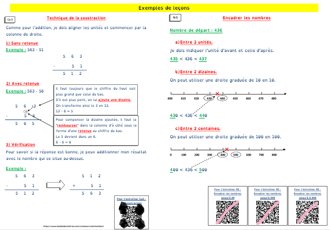 Pack année complète : Leçons de Maths de l’année CE2 + Applications (QR