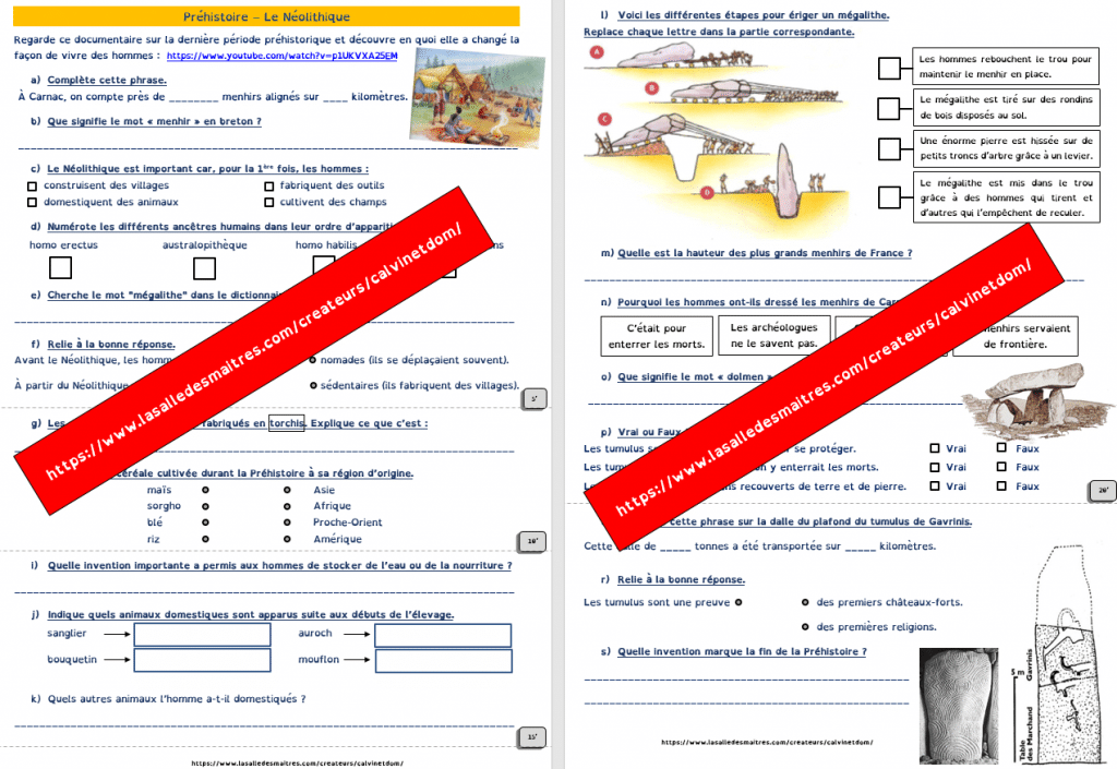 Questionnaire vidéo - C'est pas sorcier : Préhistoire - le Néolithique