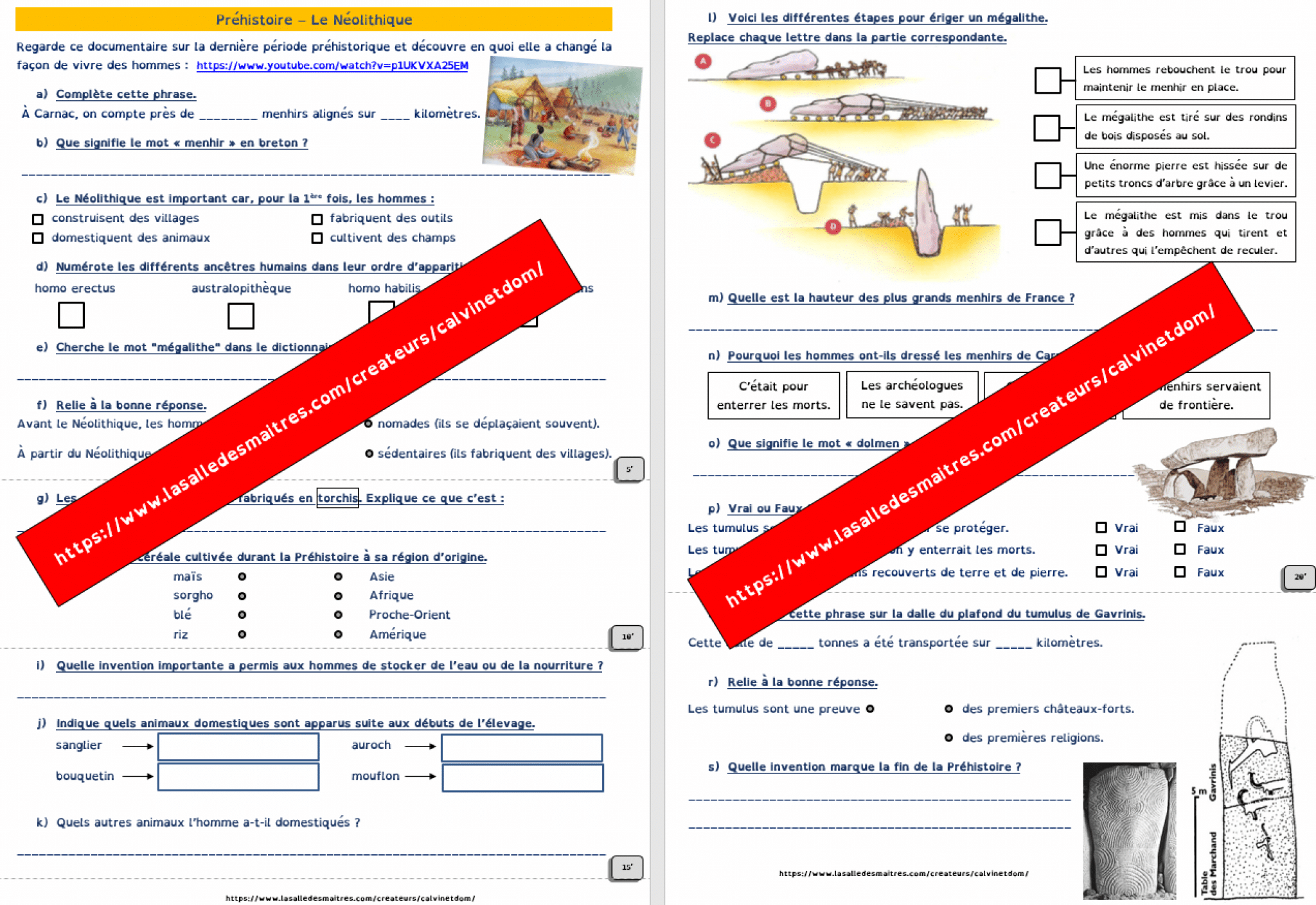 Questionnaire vidéo - C'est pas sorcier : Préhistoire - le Néolithique