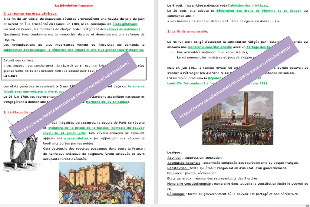 Histoire CM - La Révolution française - Histoire Pour les enseignants
