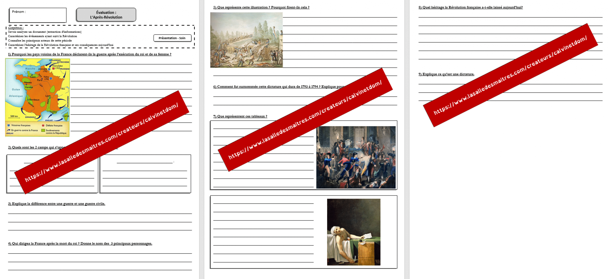 Histoire CM - L'après Révolution française - Histoire CM1, CM2 - La