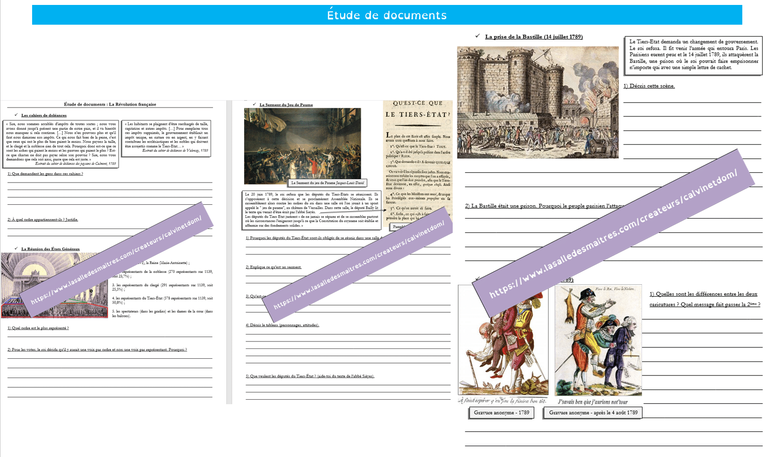 Histoire CM - La Révolution française - Histoire CM1, CM2, Pour les