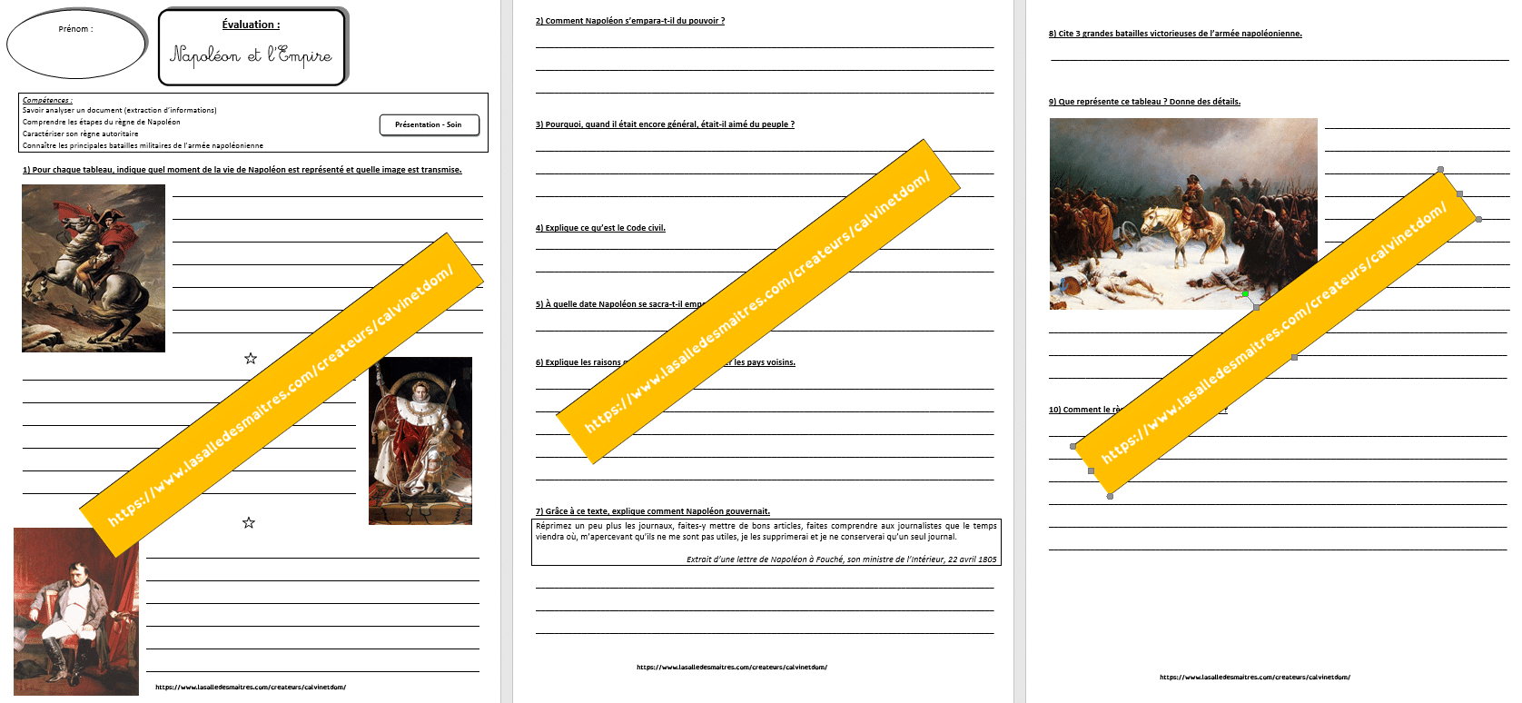 Histoire CM - Napoléon - Histoire CM1, CM2, Pour les enseignants - La