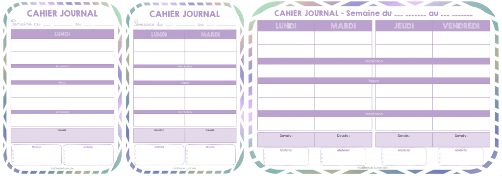 Cahier journal vierge - Organisation de la classe Pour les enseignants
