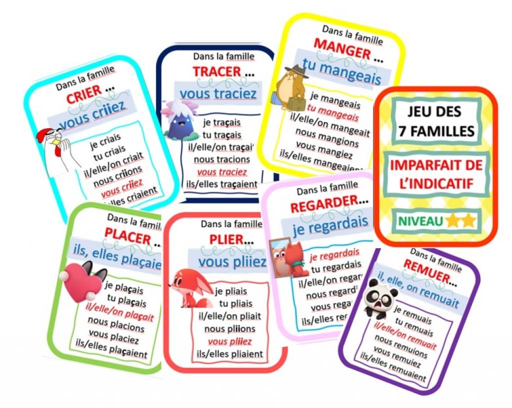 Jeu des 7 familles conjugaison imparfait 1er groupe - CE1, CE2, CM1 ...