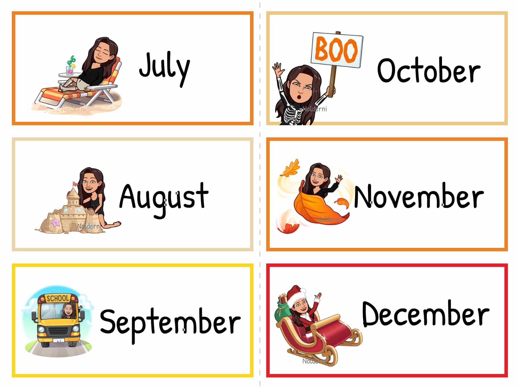 🇬🇧 Anglais : Flashcards les mois de l’année en anglais - Anglais CE1